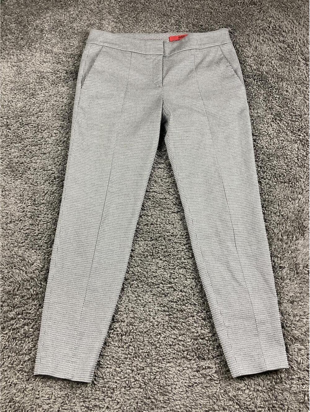 HUGO Hugo Boss Hevas Slim Fit Dress Pants Women’s 6 Grey Micro Check Cropped